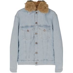 ERL Lamb’s Wool Detachable Collar LGHT Wash Denim Jacket Made in Italy $875